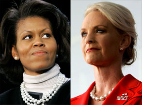 Michelle Obama, Cindy McCain Michelle Obama, Cindy McCain